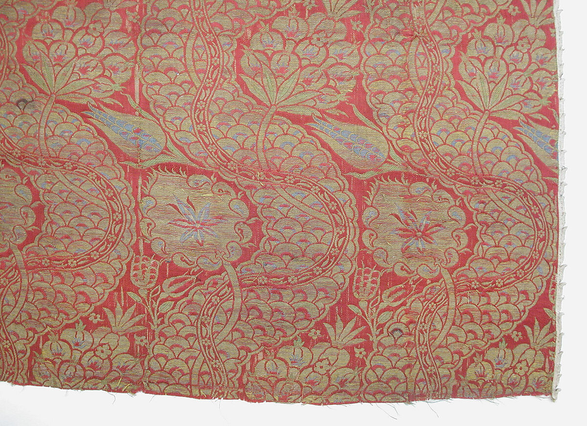 Textile Fragment, Silk and metal wrapped thread