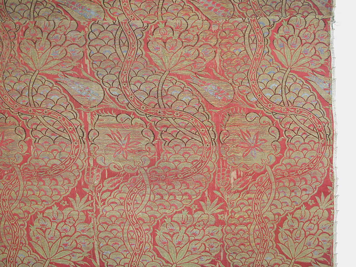 Textile Fragment, Silk and metal wrapped thread