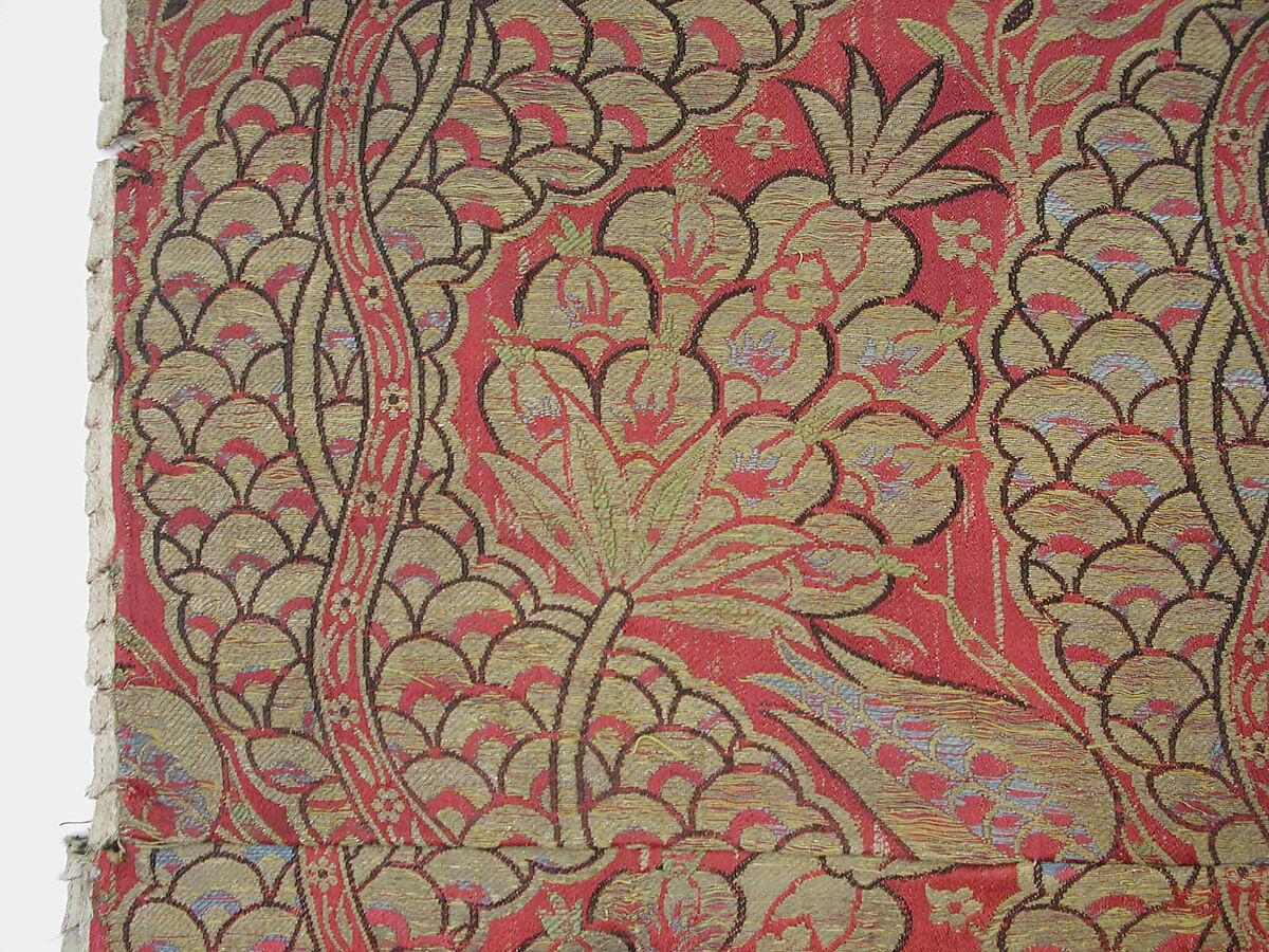 Textile Fragment, Silk and metal wrapped thread
