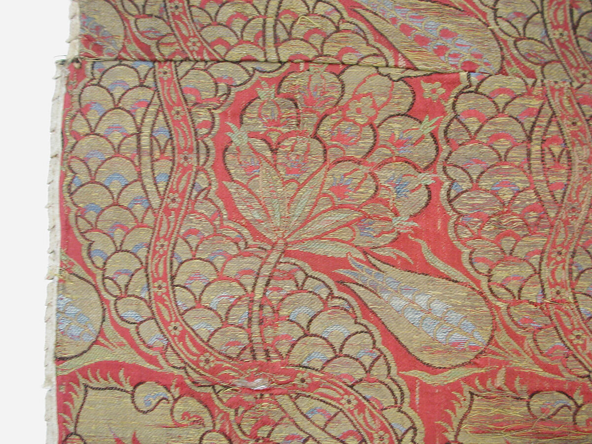 Textile Fragment, Silk and metal wrapped thread