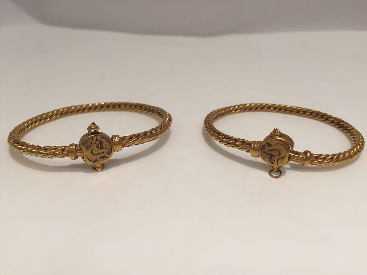 Bracelet, One of a Pair, Gold wire 