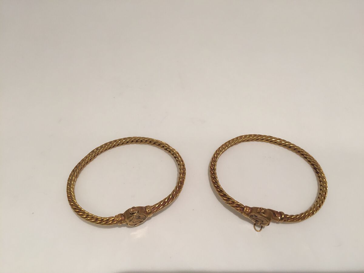 Bracelet, One of a Pair, Gold wire