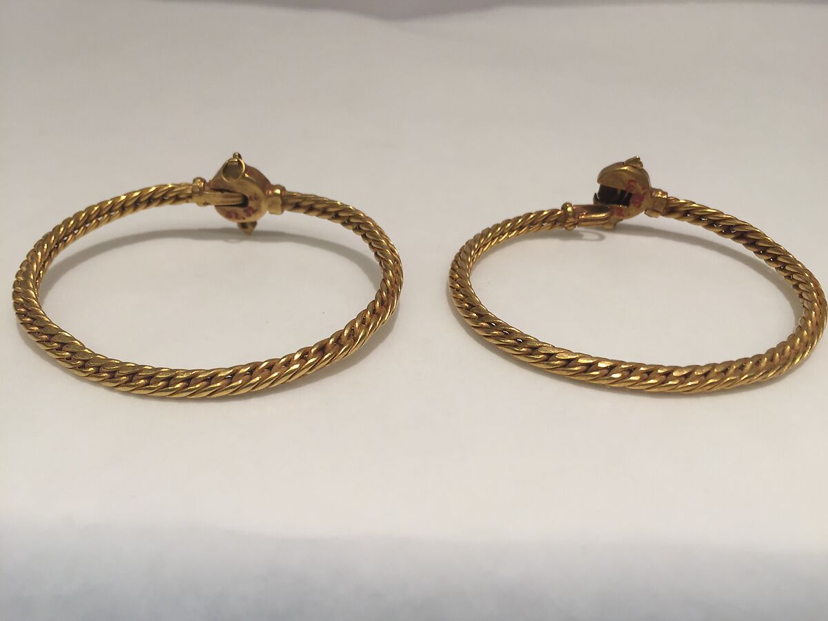 Bracelet, One of a Pair, Gold wire