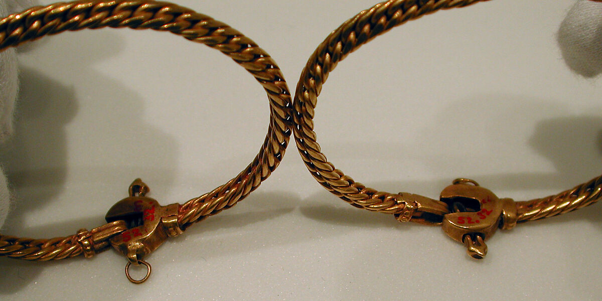 Bracelet, One of a Pair, Gold wire