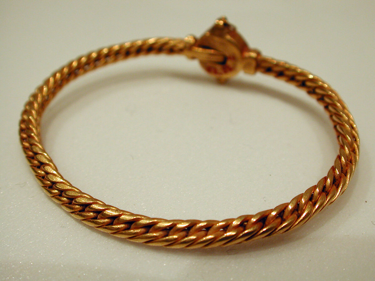 Bracelet, One of a Pair, Gold wire