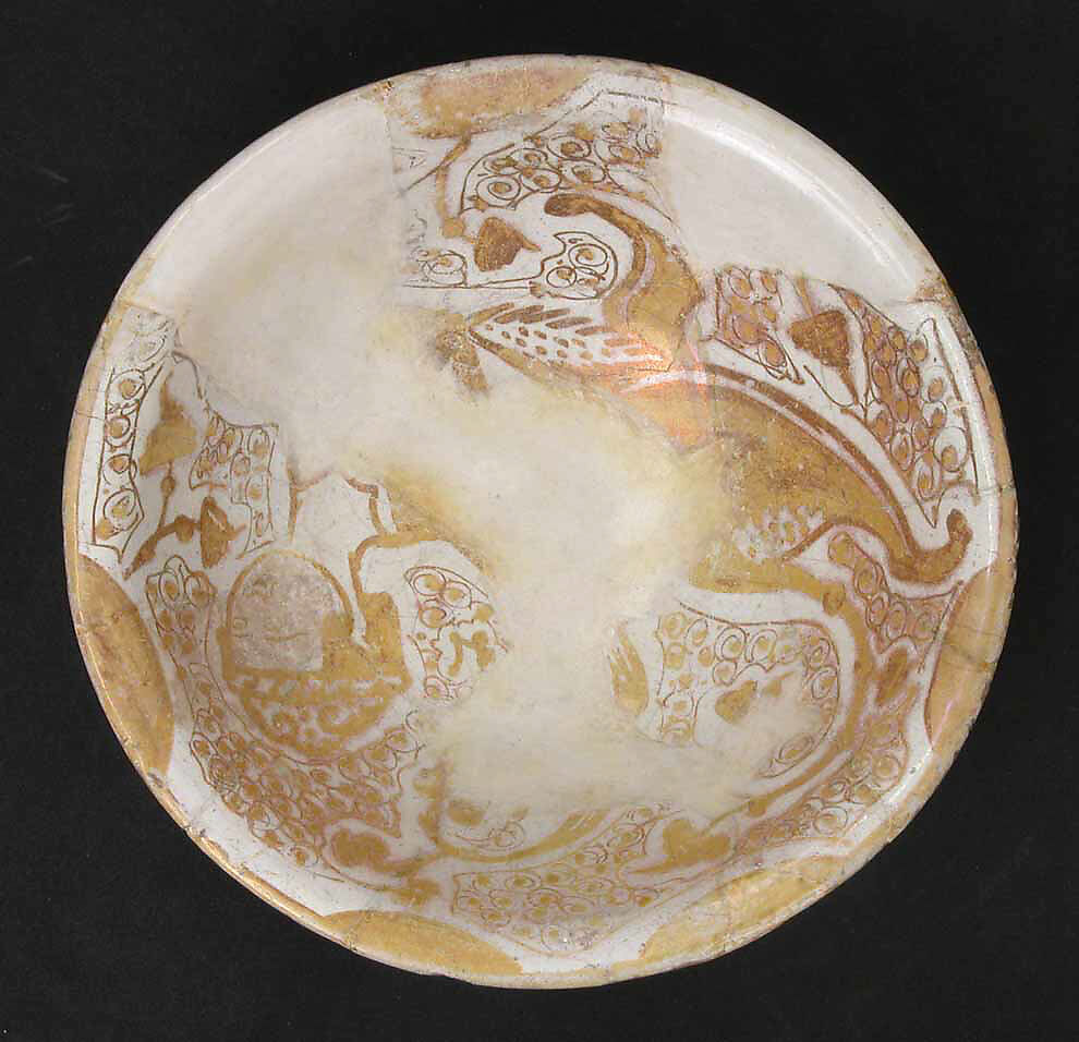 Bowl, Earthenware; luster-painted on opaque white glaze under transparent colorless glaze