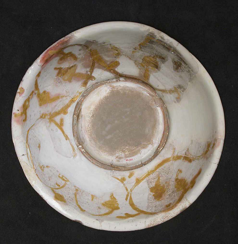 Bowl, Earthenware; luster-painted on opaque white glaze under transparent colorless glaze