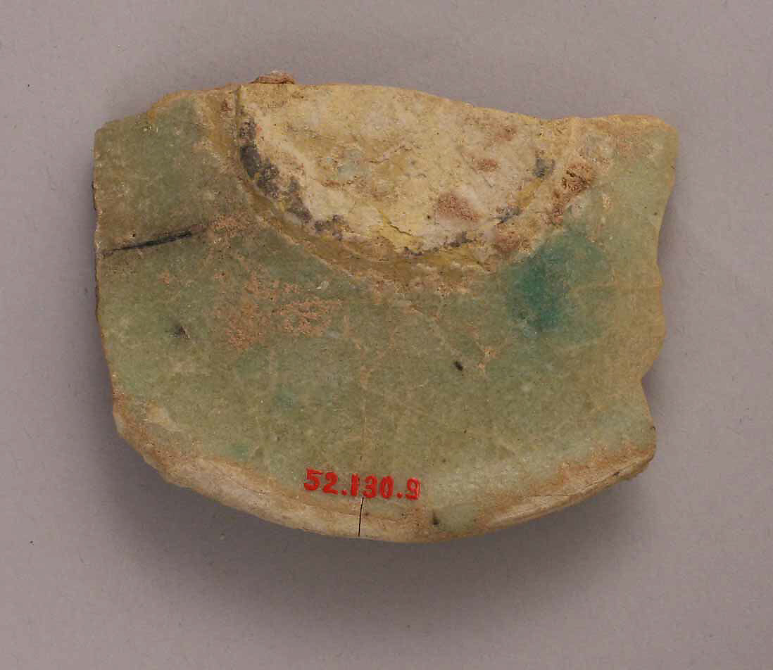 Fragment of a Lamp, Earthenware; glazed