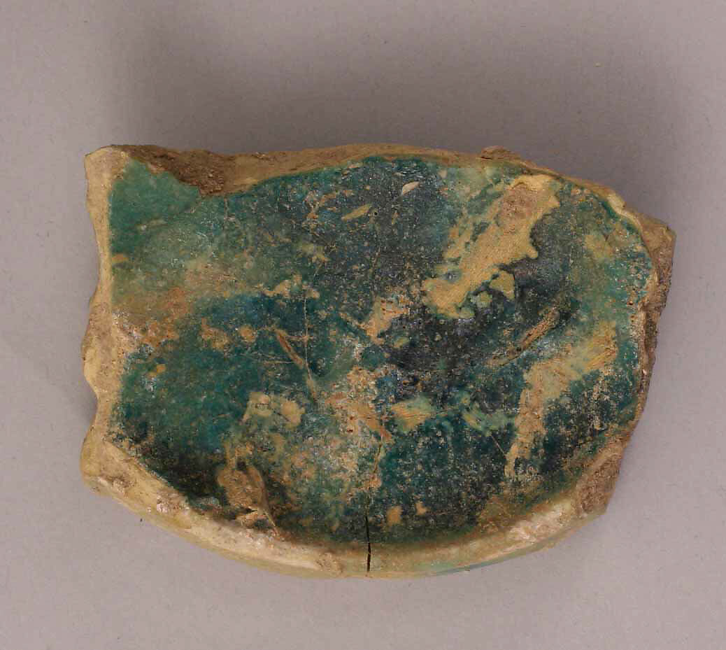 Fragment of a Lamp, Earthenware; glazed 