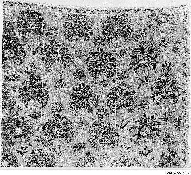 Hanging, Linen; embroidered in silk