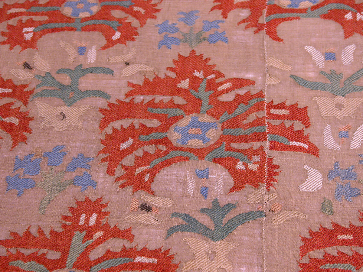 Hanging, Linen; embroidered in silk