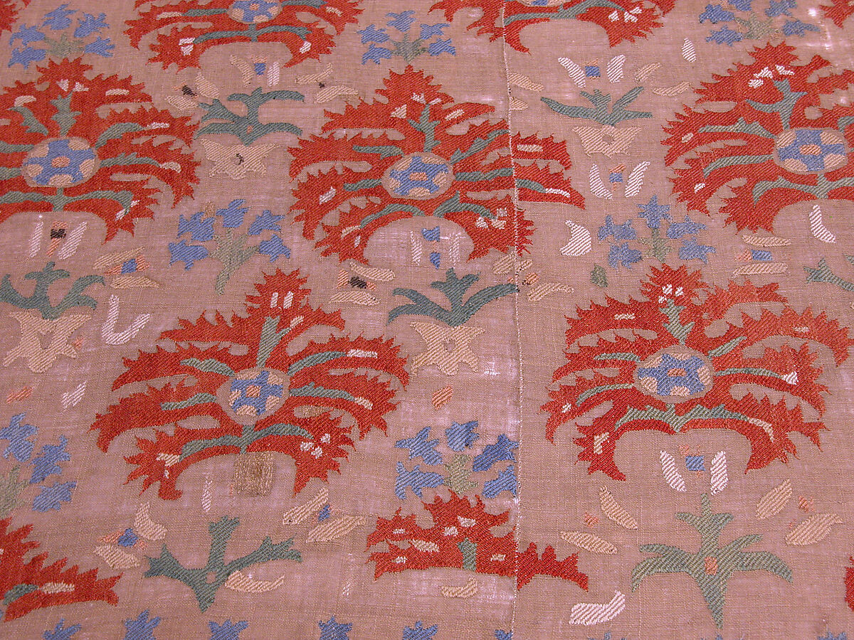 Hanging, Linen; embroidered in silk