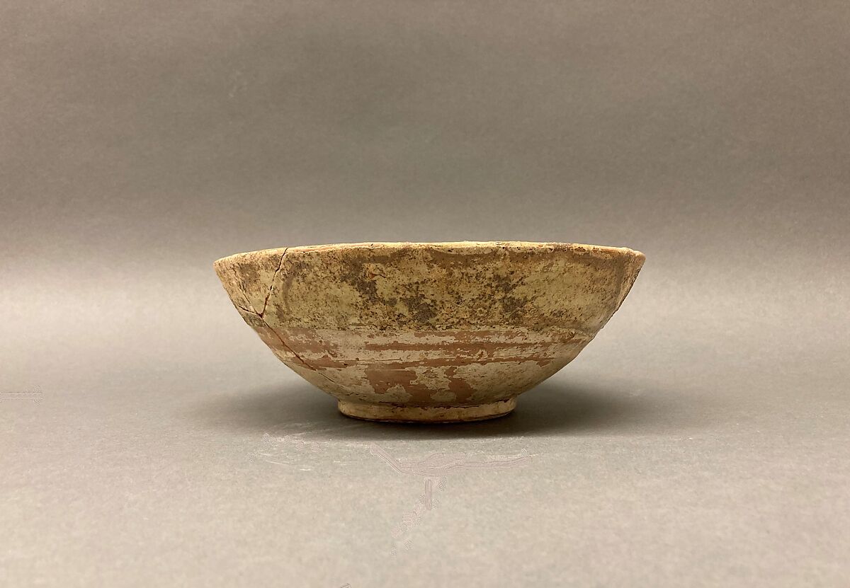 Bowl, Earthenware; white slip, polychrome slip decoration, under transparent glaze
