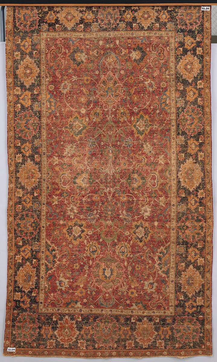 "Floral and Cloudband" Carpet, Cotton (warp and weft), wool (pile); asymmetrically knotted pile