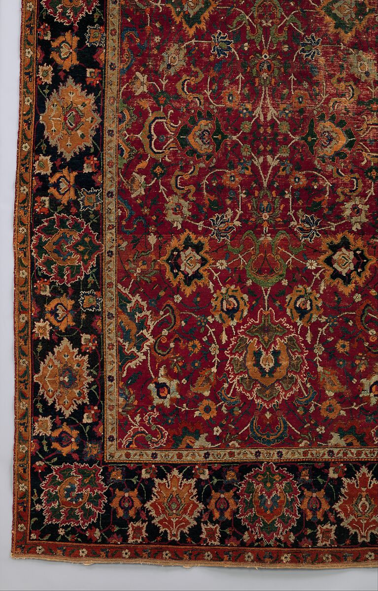 "Floral and Cloudband" Carpet, Cotton (warp and weft), wool (pile); asymmetrically knotted pile