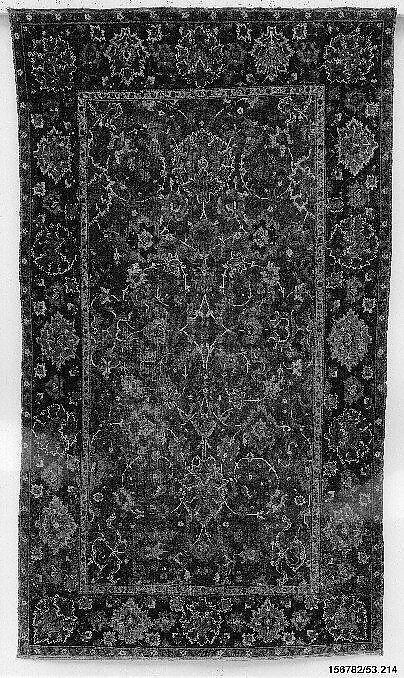 "Floral and Cloudband" Carpet, Cotton (warp and weft), wool (pile); asymmetrically knotted pile