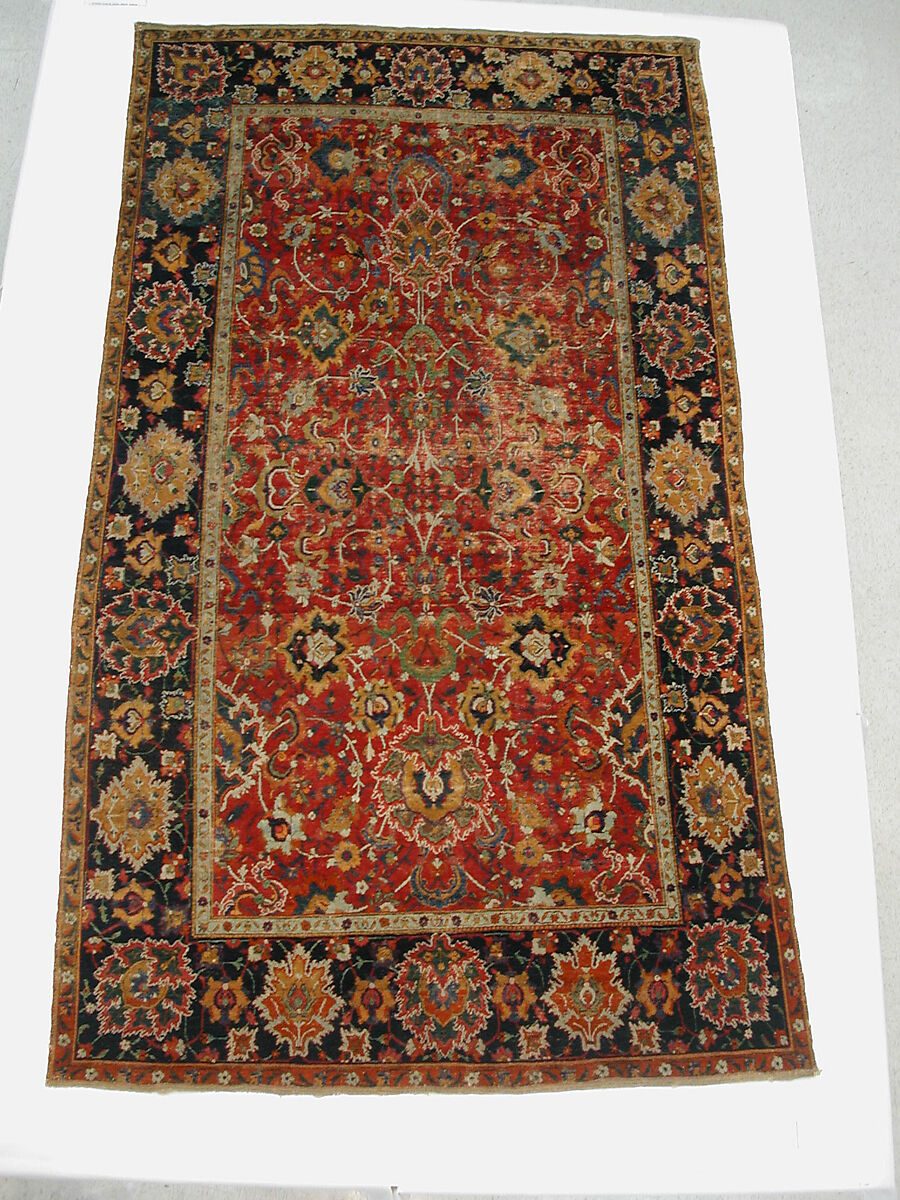 "Floral and Cloudband" Carpet, Cotton (warp and weft), wool (pile); asymmetrically knotted pile