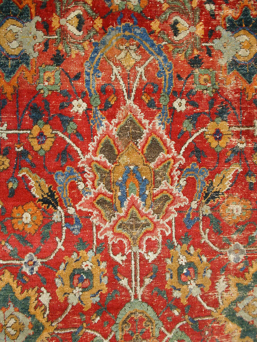 "Floral and Cloudband" Carpet, Cotton (warp and weft), wool (pile); asymmetrically knotted pile