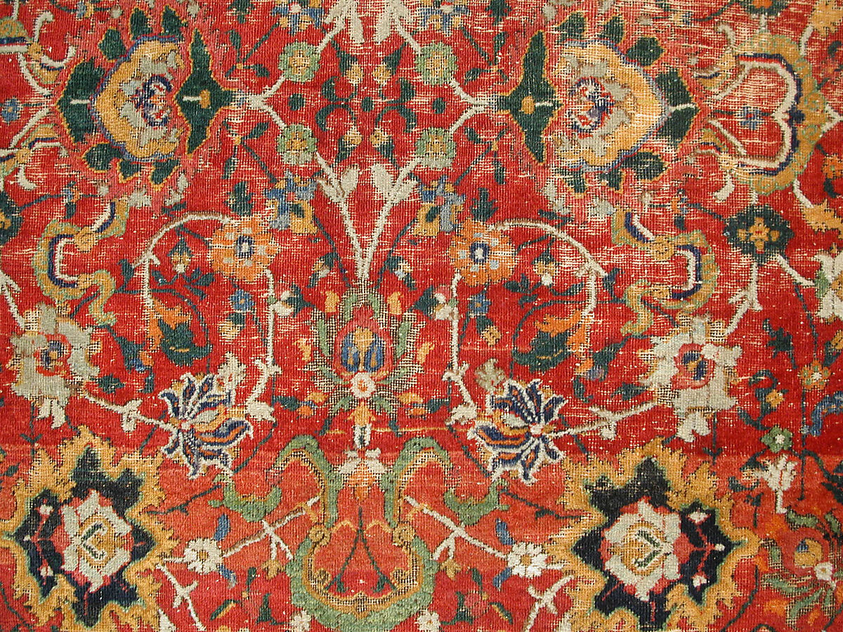 "Floral and Cloudband" Carpet, Cotton (warp and weft), wool (pile); asymmetrically knotted pile