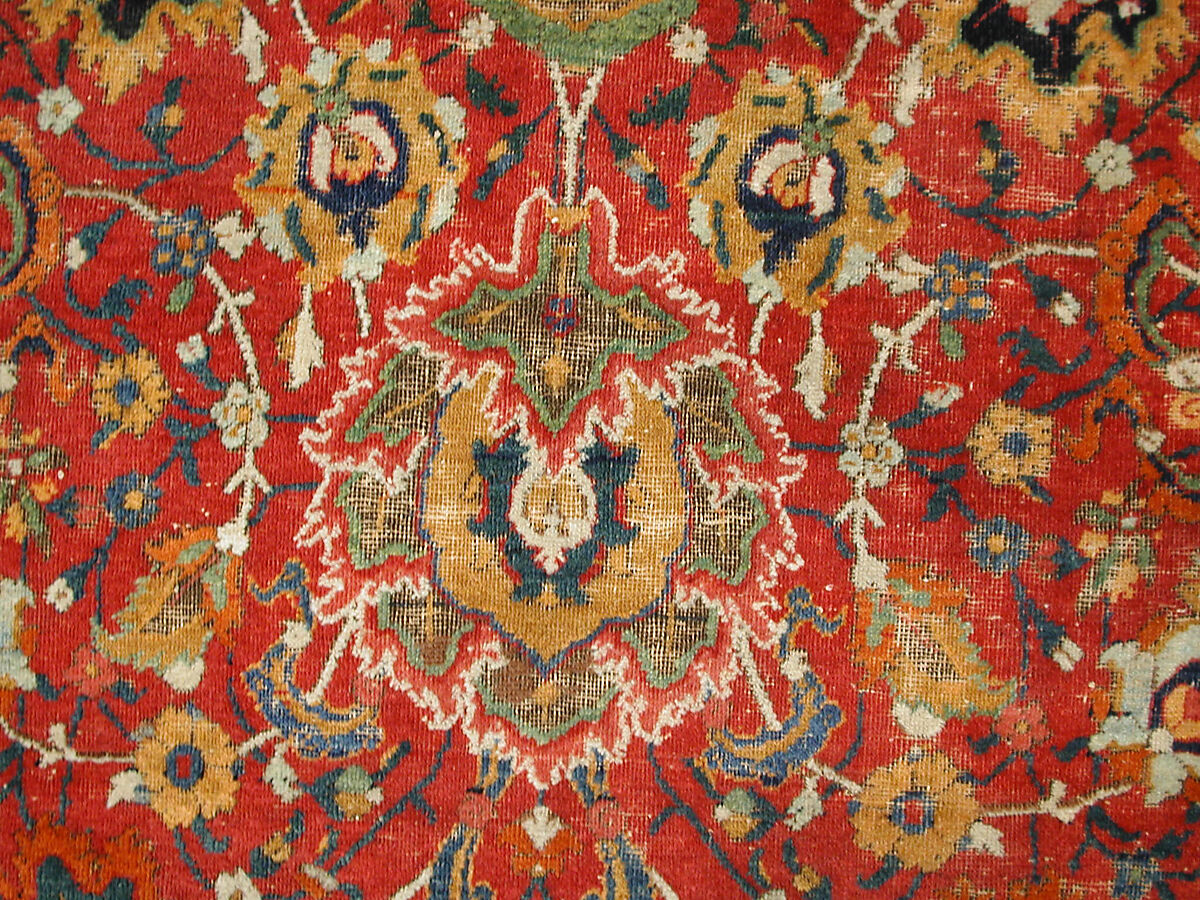 "Floral and Cloudband" Carpet, Cotton (warp and weft), wool (pile); asymmetrically knotted pile