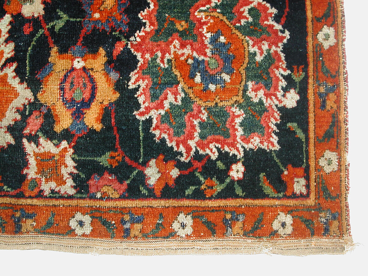 "Floral and Cloudband" Carpet, Cotton (warp and weft), wool (pile); asymmetrically knotted pile