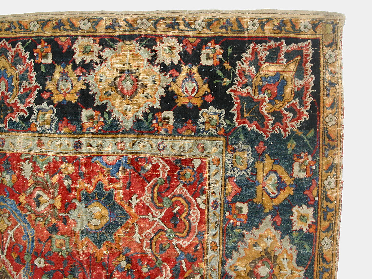 "Floral and Cloudband" Carpet, Cotton (warp and weft), wool (pile); asymmetrically knotted pile