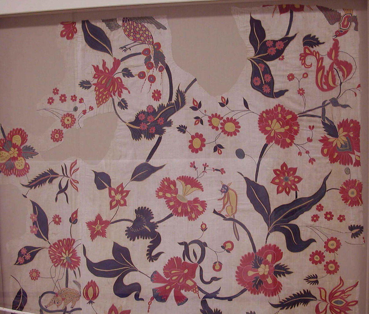 Bed Cover or Wall Hanging, Cotton, silk; plain weave, embroidered, originally quilted