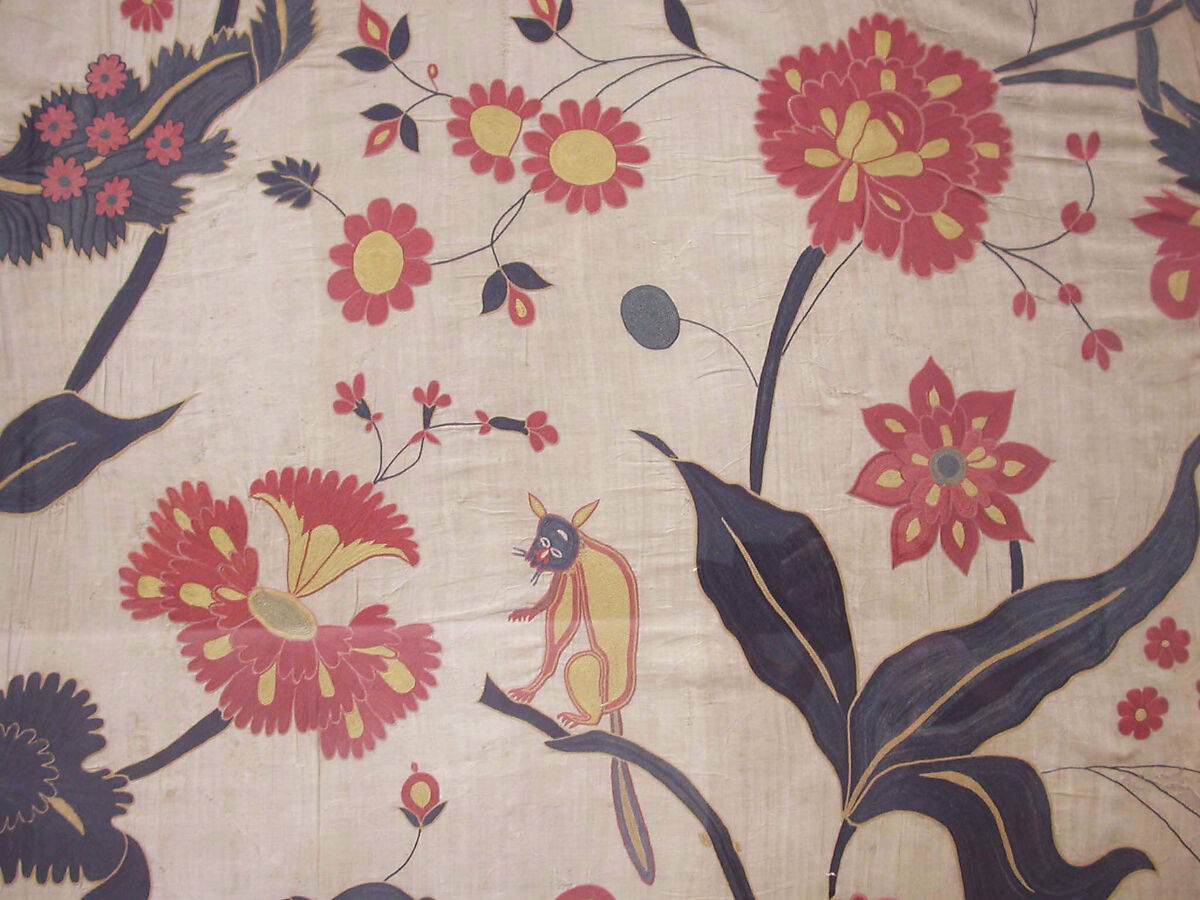 Bed Cover or Wall Hanging, Cotton, silk; plain weave, embroidered, originally quilted