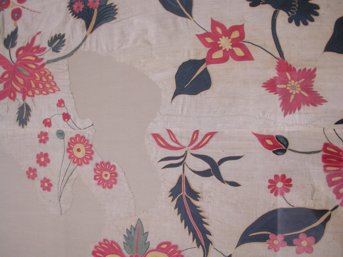 Bed Cover or Wall Hanging, Cotton, silk; plain weave, embroidered, originally quilted