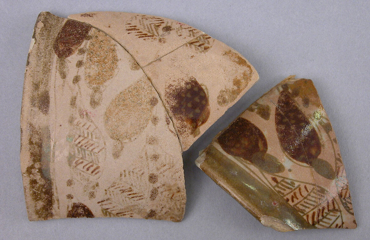 Fragments of Polychrome Luster Vessels, Earthenware; polychrome luster painted 