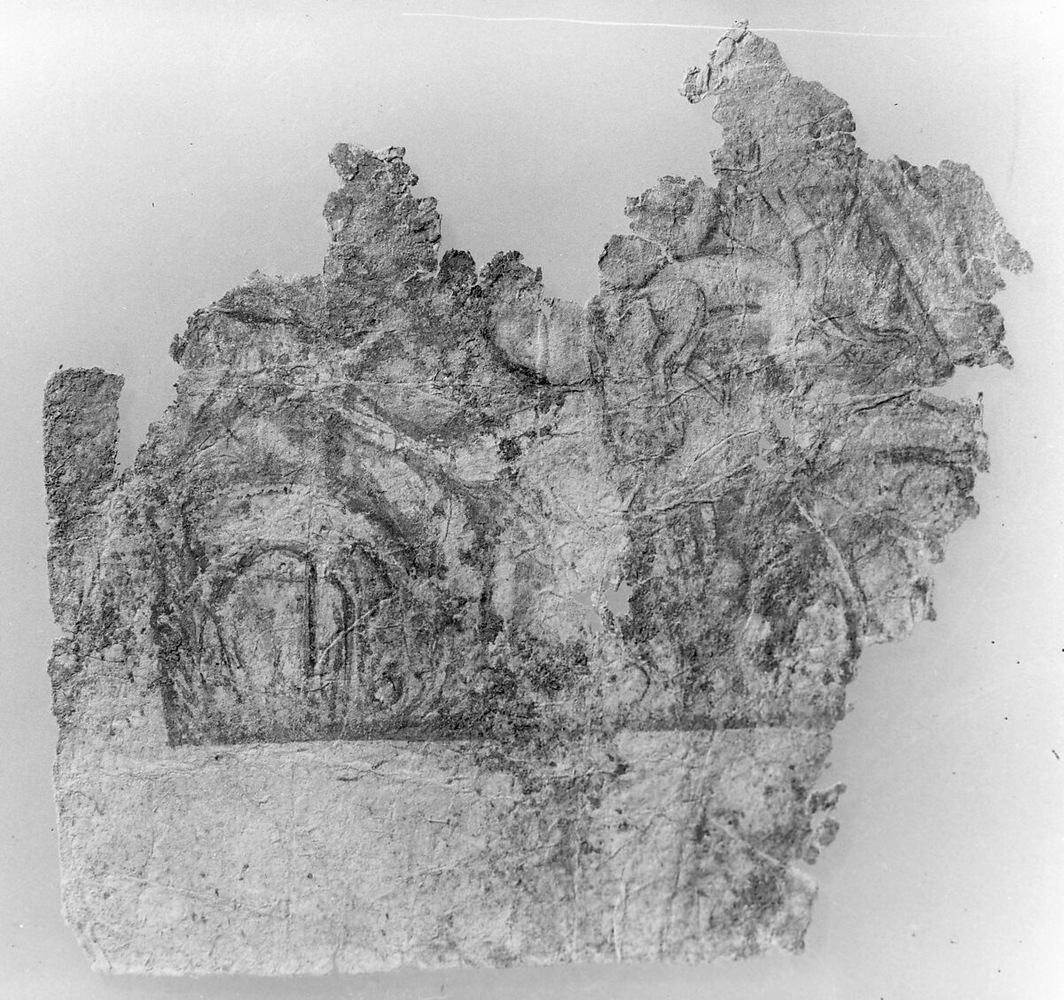 "Animals (Deer?) Feeding Under Trees", Folio Fragment from a Dispersed Manuscript, Opaque watercolor and gold on paper