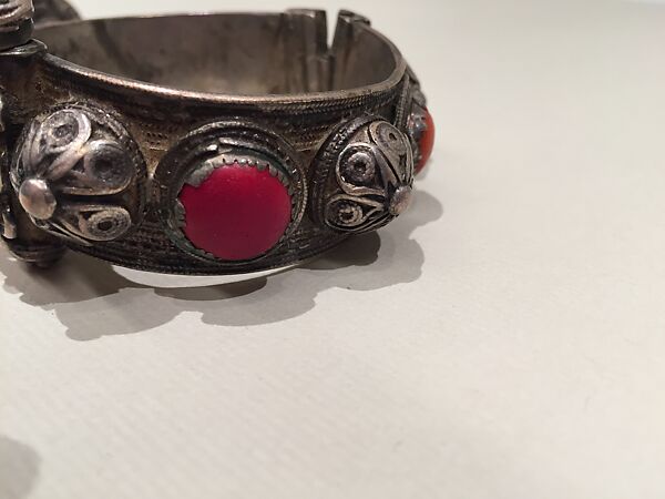 Bracelet, One of a Pair, Silver, coral, and imitation coral