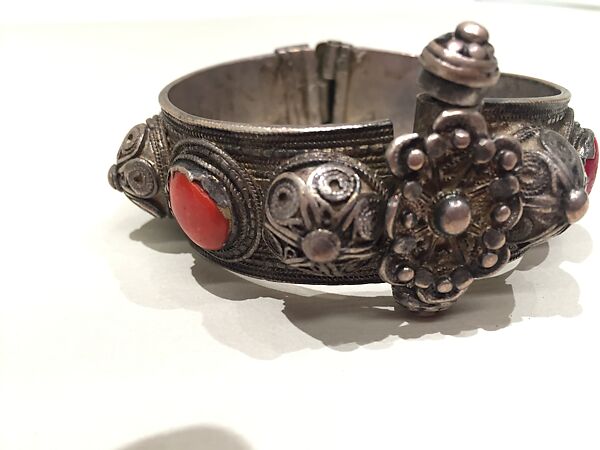 Bracelet, One of a Pair, Silver, coral, and imitation coral