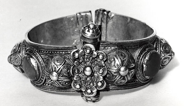 Bracelet, One of a Pair, Silver, coral, and imitation coral