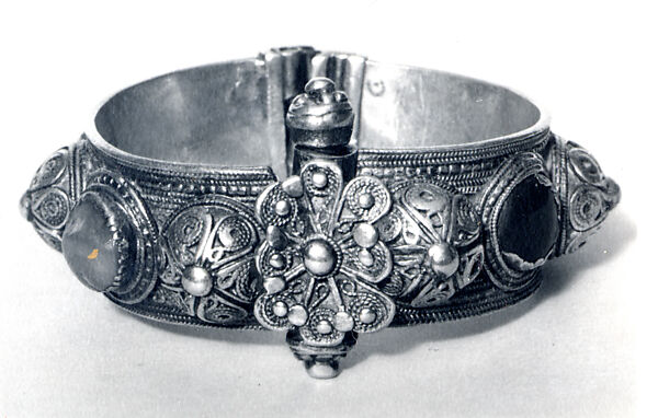 Bracelet, One of a Pair, Silver, coral, and imitation coral