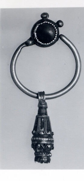 Earring, One of a Pair, Silver wire and filigree, enamel, coral and imitation coral