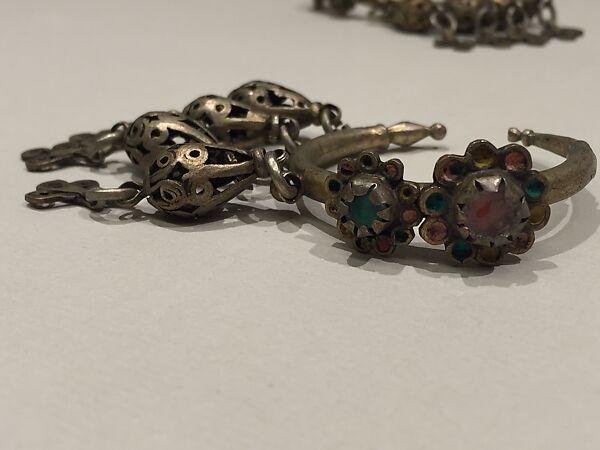 Ear Ornament (Tikhrazin or Douwwah), Silver and glass