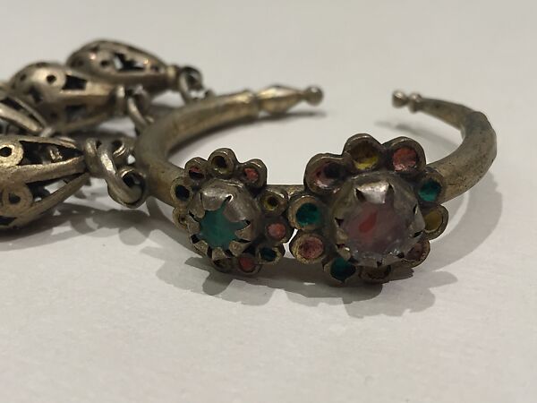 Ear Ornament (Tikhrazin or Douwwah), Silver and glass