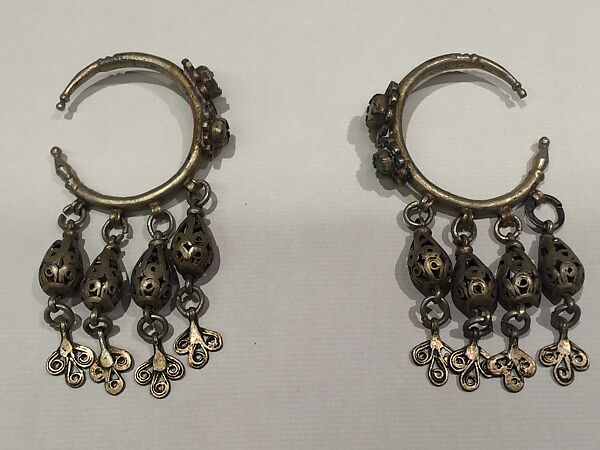 Ear Ornament (Tikhrazin or Douwwah), Silver and glass 