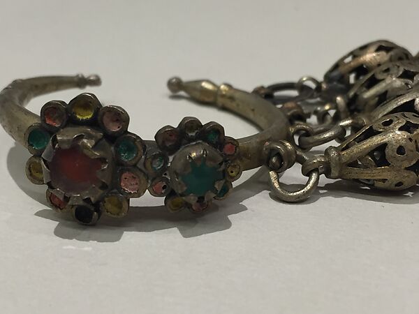 Ear Ornament (Tikhrazin or Douwwah), Silver and glass