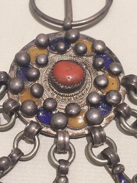 Fibula, Silver, French coin, filigree, coral