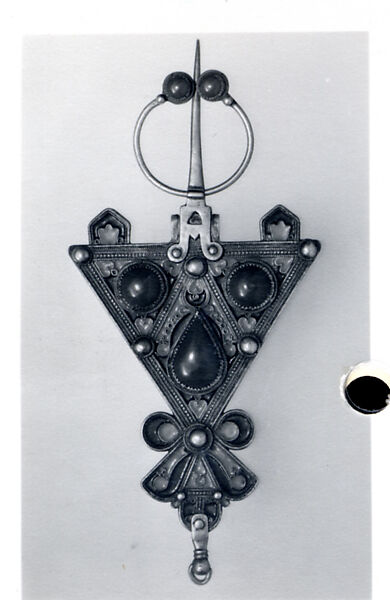 Fibula, One of a Pair, Silver, enamel, imitation coral