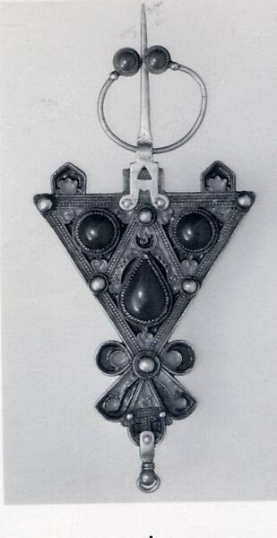 Fibula, One of a Pair, Silver, enamel, imitation coral