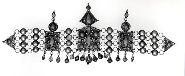 Diadem, Silver, enamel, imitation coral