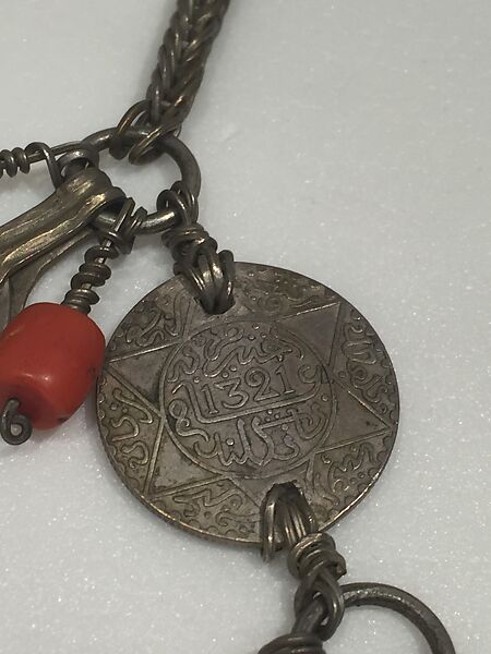 Necklace, Silver, coral, coins