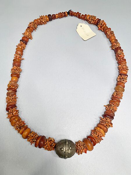 Scented Necklace, Silver, coral, copal, amber 