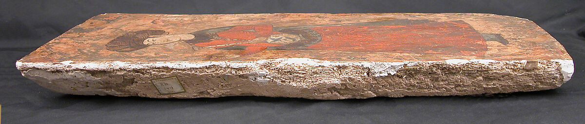 Man Holding a Bottle and a Cup, Ink, opaque watercolor, and gold on plaster