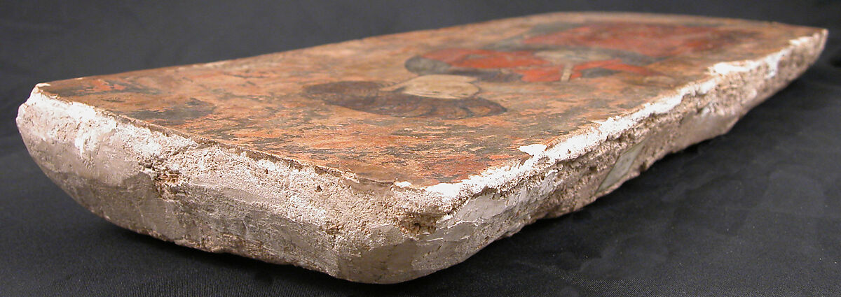 Man Holding a Bottle and a Cup, Ink, opaque watercolor, and gold on plaster
