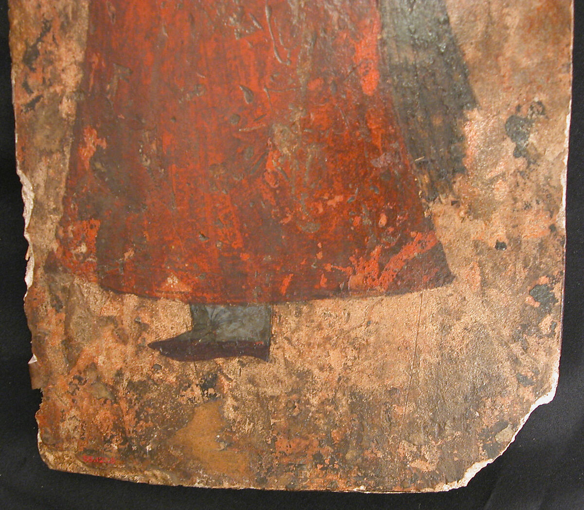 Man Holding a Bottle and a Cup, Ink, opaque watercolor, and gold on plaster