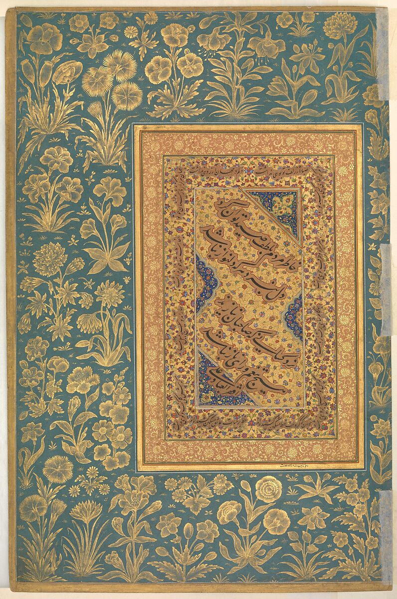 "Portrait of Maharaja Bhim Kanwar", Folio from the Shah Jahan Album, Painting by Nanha, Ink, opaque watercolor, and gold on paper